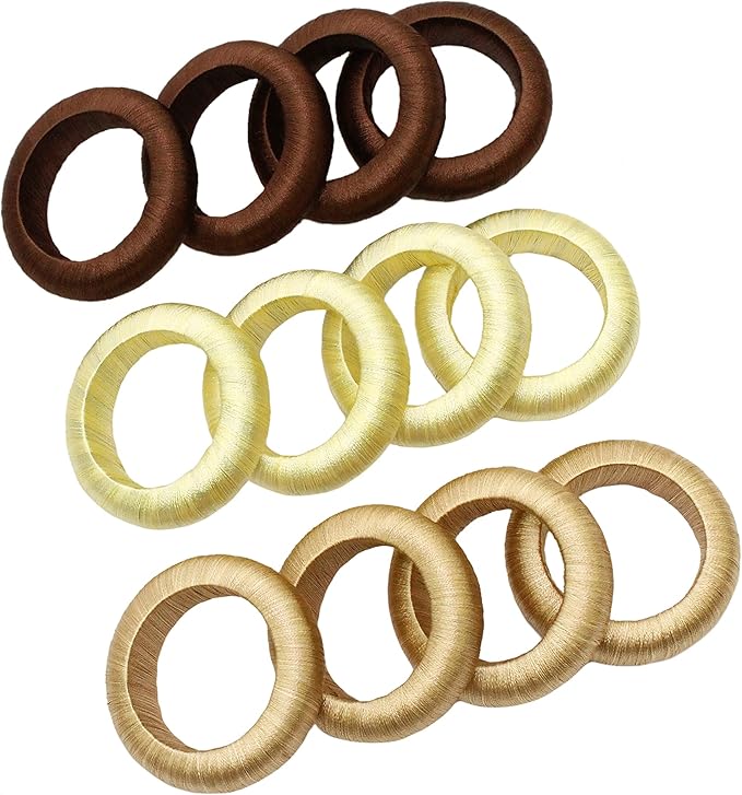 COTTON CRAFT Napkin Rings - Set of 12 Soft Lustrous Yarn Handmade Dining Table Napkin Holders - Halloween Harvest Fall Thanksgiving Holiday Party Gift Décor - Chocolate Tan Lt Yellow