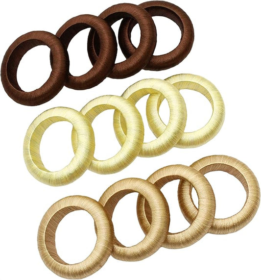 COTTON CRAFT Napkin Rings - Set of 12 Soft Lustrous Yarn Handmade Dining Table Napkin Holders - Halloween Harvest Fall Thanksgiving Holiday Party Gift Décor - Chocolate Tan Lt Yellow