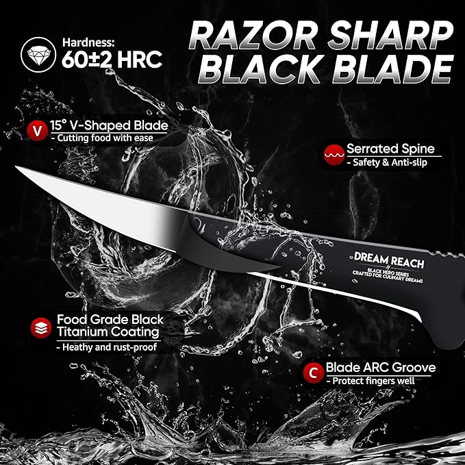 Dream Reach Fish Fillet Knife - Sharp Deboning Poultry and Meat Boning Knife Kitchen BBQ, Professional Fish Knives with Full Tang Handle