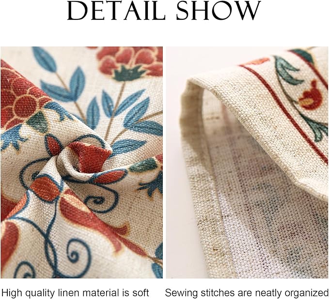 patdrea Blue Floral Linen Apron with Pocket,French Kitchen Garden Chef BBQ Aprons for Women and Men,Crisscross Back Straps