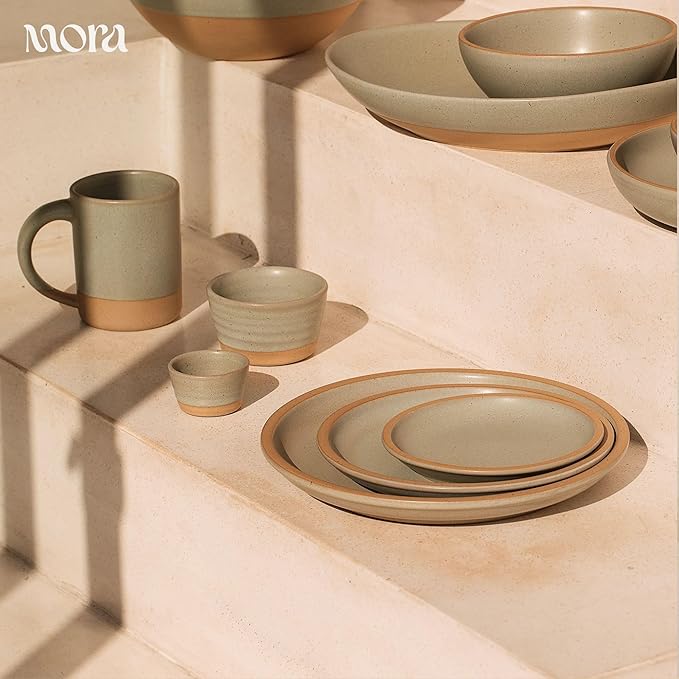 Mora Mini Ramekins Set of 4, 8oz Ceramic Pottery Baking Dishes - Microwave, Oven and Dishwasher Safe - Peppercorn