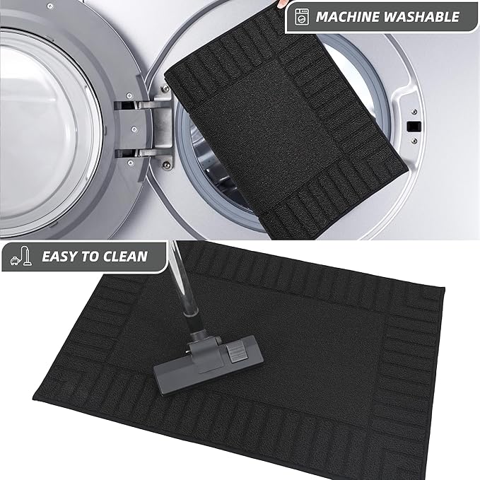 BEQHAUSE-Kitchen-Rugs-and-Mats Non Slip Kitchen Mats for Floor Absorbent Kitchen Rugs Machine Washable Kitchen Floor Mat,Black 20”x30”