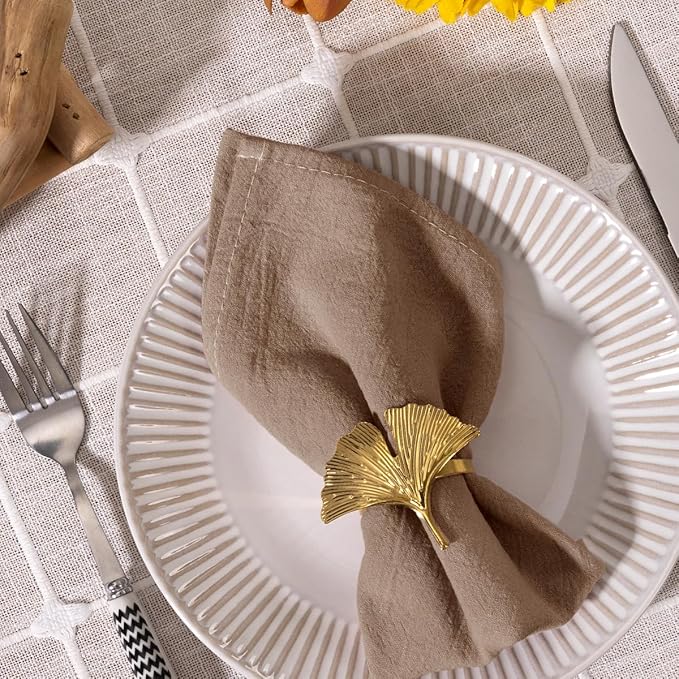 MLMC 8 Pack Nude Cloth Napkins Rustic Washable Cotton Linen Napkins Set of 8 17"x17" Reusable Brown Dinner Napkins Cloth for Wedding Party Reception Gathering Table Decorations