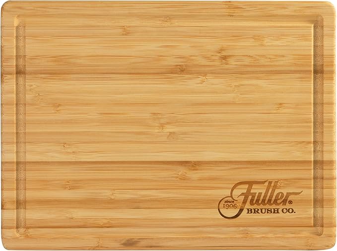 Fuller's Bamboo Cutting Board - 12” x 9” Wooden Chopping Board for Kitchen - Durable, Knife-Friendly, Easy to Clean - With Juice Groove & Side Handles for Food Prep & Serving