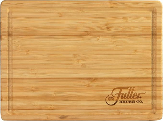 Fuller's Bamboo Cutting Board - 12” x 9” Wooden Chopping Board for Kitchen - Durable, Knife-Friendly, Easy to Clean - With Juice Groove & Side Handles for Food Prep & Serving