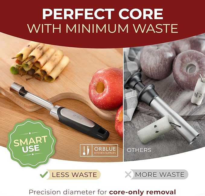 Orblue Premium Apple Corer Tool & Lemon Zester Bundle