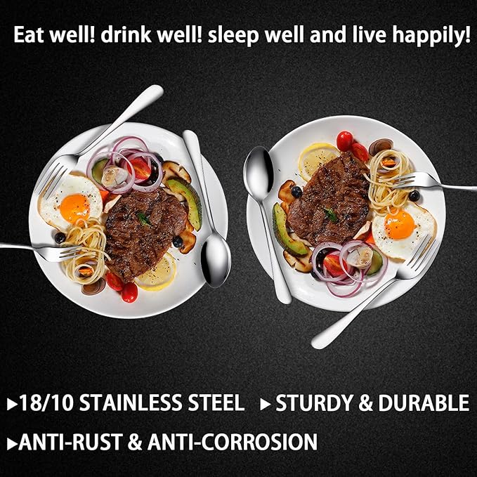 Forks, Set of 10 Top Food Grade Stainless Steel Silverware Forks, Flatware Set,8 Inches, Mirror Finish & Dishwasher Safe, New Apartment Essentials Cutlery Set