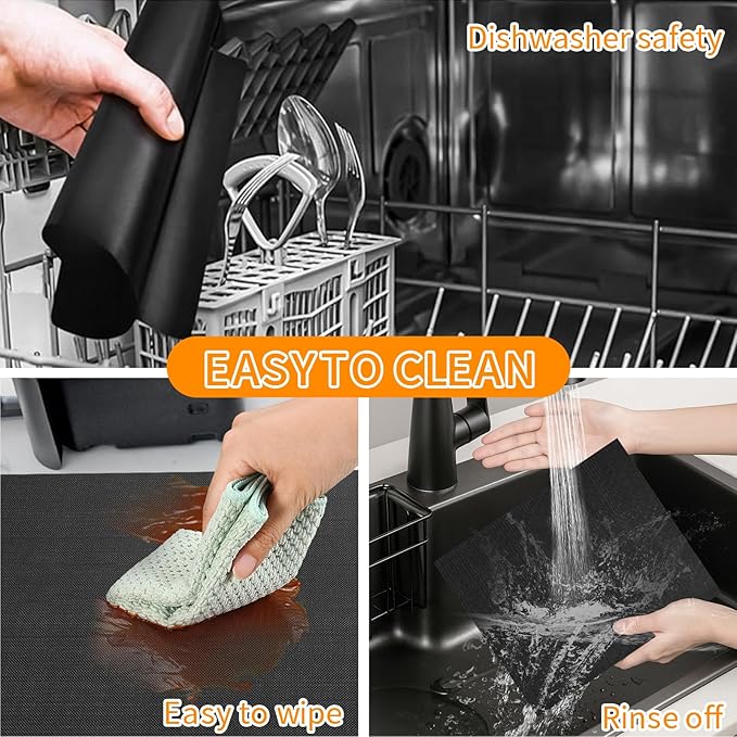 GWYSY 4-Pack Glass Fiber Air Fryer Liners Set for Ninja DoubleStack SL401, 8.07"x6.89" Reusable Basket Pads Heat-Resistant No-Scratch Air Fryer Liners Accessories