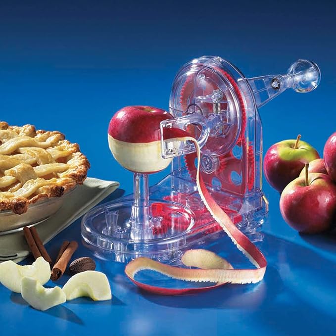 Starfrit Apple Peeler - Easily Peels All Types of Apples - Spring Loaded Arm Adapts to Various Shapes - Bonus Apple Corer