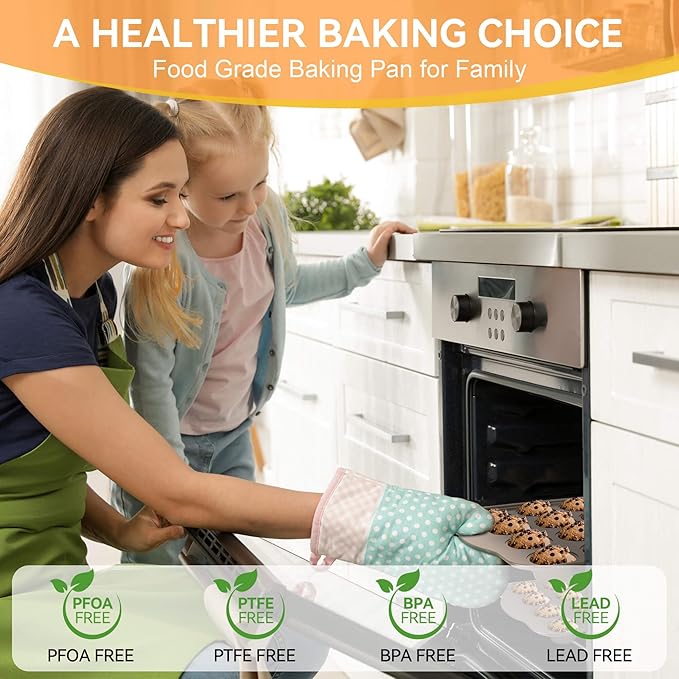 TAOUNOA Cupcake Pan Nonstick 2 Pack (Gold, Mini 24 cup)