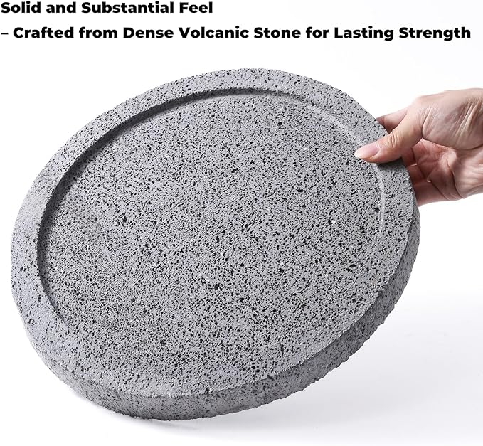 Volcanic Stone Comal - 12 in (30 cm) Round, 2.5 cm Thick | Comal de Piedra Volcánica para Tortillas | Stone Griddle for Gas Stove, Grill & Oven | Heat-Holding Plate for Asar Chiles & Carne