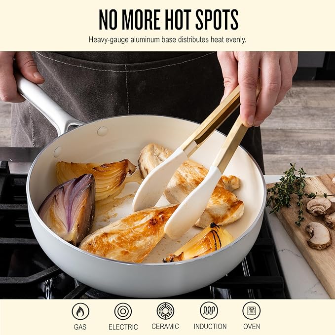 Alva Mobi 8-Piece Ceramic Nonstick Cookware Set – Toxic-Free Pots & Pans with Lids | Induction & Oven Safe to 400°F | Recycled Aluminum, Stainless Steel Handles | Belgian Design