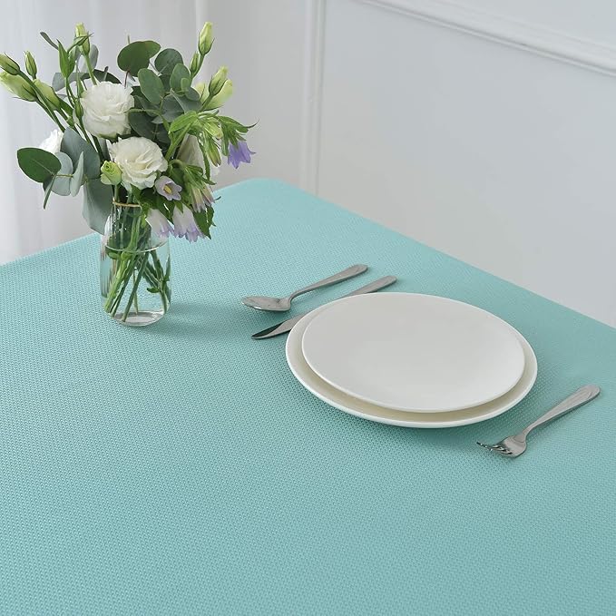 maxmill Jacquard Tablecloth Stain Resistant Waterproof Wrinkle Resistant Spillproof Washable Soft Textured Table Cloth for Dining Room, Indoor and Outdoor Use, Rectangle 60 x 140 Inch, Turquoise