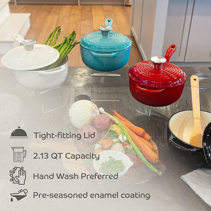 Small Sauce Pan with Lid, 2.13 QT Nero (Black) Sauce Pot, Small Pot with Stay Cool Helper Handle and Tight-Fitting Lid, Warmer Pan- Segretto Cookware