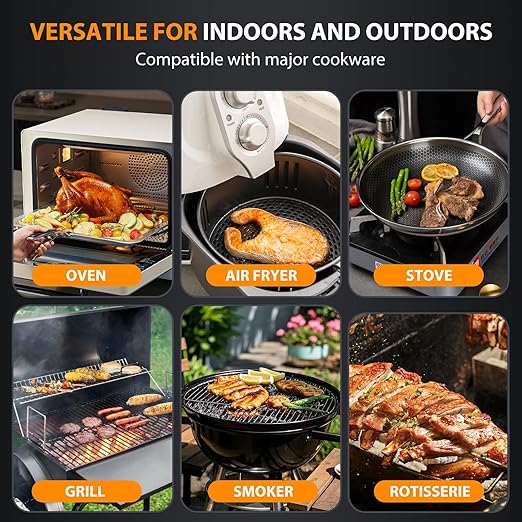 AI Smart Wireless Meat Thermometer, 10X Enhanced Signal and Stability, with 2 Probes High-Accuracy Sensors, Standalone Display Base, Instant Read LCD & App Control for Kitchen,BBQ,Oven,Grill