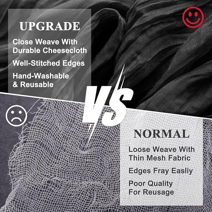Wokceer Cheesecloth Table Runner Black 10FT Boho Gauze Christmas Cheese Cloth Table Runner for Party Long Rustic Sheer Table Runners for Baby Bridal Shower Wedding Easter Table Decor