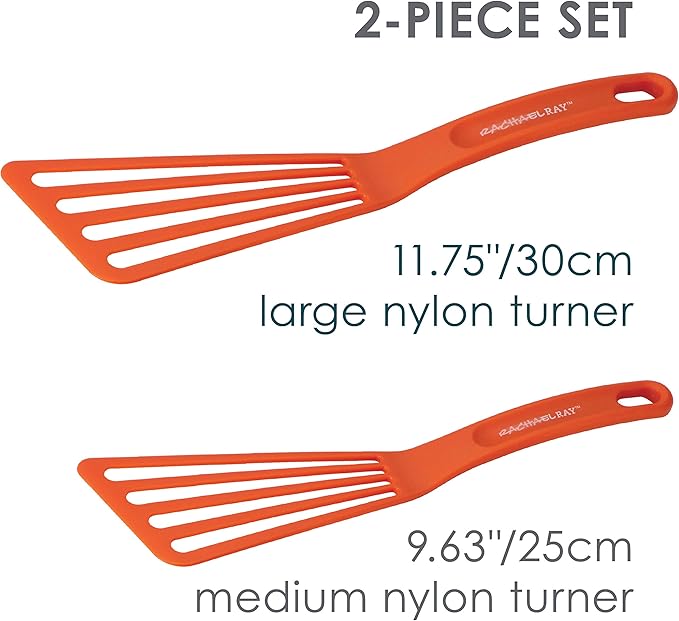 Rachael Ray KitchenTools and Gadgets Nylon Cooking Utensils / Spatula / Fish Turners - 2 Piece, Red
