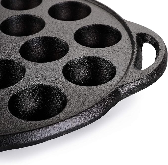 WUWEOT Non-Stick Takoyaki Pan, 1.5" Diameter Pre-Seasoned Cast Iron Octopus Ball Grill
