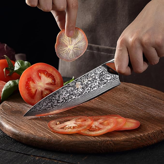 Wakoli Elite Cuisine Knife Block Set – 5-Piece Professional Damascus Kitchen Knife Set with Magnetic Block, G10 Handles & VG10 Core in Elegant Gift Box