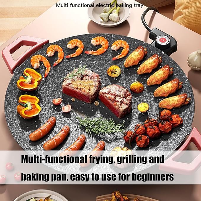 Non-Stick Electric Indoor Grill Pan, Multi-functional Electric Griddle Nonstick,Smokeless Grill with Adjustable Temperature, Portable Electric Griddle for Cooking Steaks,Pancakes & BBQ
