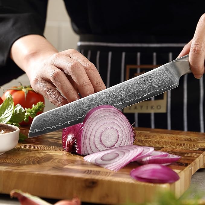 zayiko Jun Damascus Kitchen Knife Set – 3-Piece Professional Chef Knife Collection | 67-Layer VG10 Core Steel | Maple Wood Handles | Chef, Carving & Utility Knives in Wooden Gift Box
