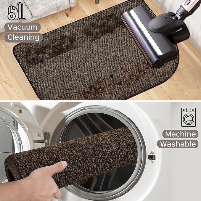 Washable Kitchen Rugs Set of 2 (24" x 35.5" + 24" x 59" Rectangular), Kitchen Mats for Floor, Indoor Entryway Runner Rugs for Laundry, Bathroom, Door, Bedroom (Roll Packing)