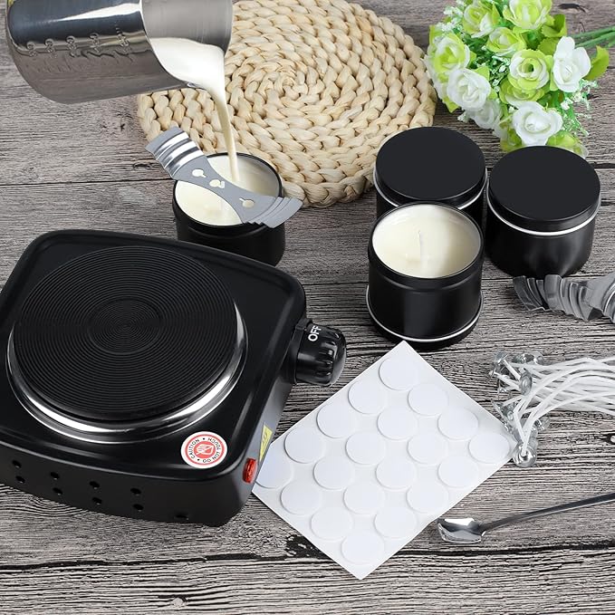 Hot Plate for Candle Making, Black Color Electric Hot Plate for Melting Wax, Chocolate, Candy and More
