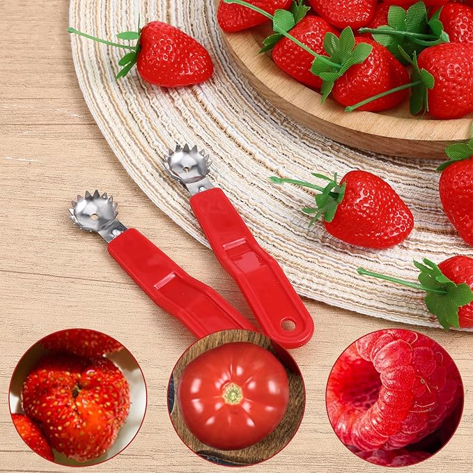 4 Pcs Tomato Corer Tool Stainless Steel Strawberry Huller Stem Remover Tomato Strawberry Top Remover Kitchen Vegetable Fruit Corer Tool Dessert Preparation Salad Making
