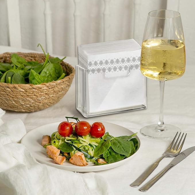 Acrylic Napkin Holder for Table – Clear Square Dispenser for Paper Napkins, Modern Square Paper Napkin Holders for Kitchen, Table Napkin Holder for Home, Hotel, Restaurant