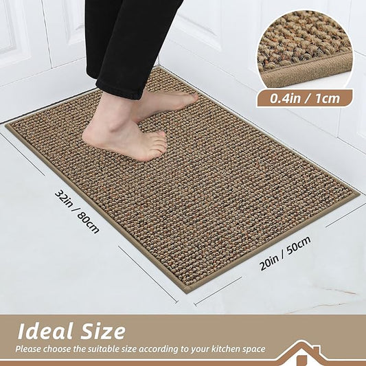 BEQHAUSE Kitchen Rugs 20"x32", Non-Slip Kitchen Mats for Floor, Super Absorbent and Stain Resistant Kitchen Rugs, Machine Washable Rugs for Kitchen, Hallway, Laundry & Sink, Taupe
