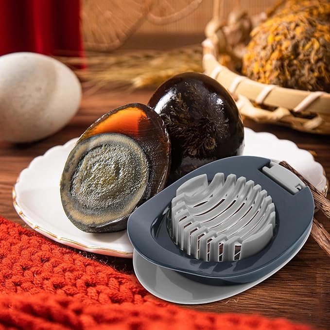 KESYOO Multipurpose Egg Slicer and Hard Boiled Egg Cutter with Dark Blue Handle and Mushroom Cutter for Kitchen Use Suitable for Strawberries and Soft Fruits