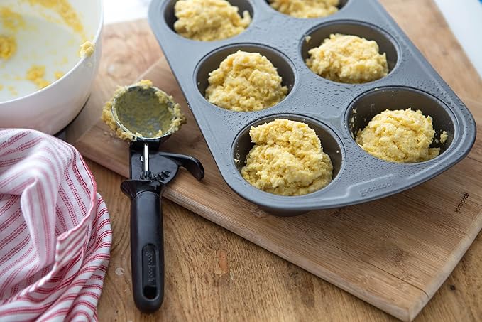 GoodCook Everyday Nonstick Steel Muffin Pan, 6 cup, Gray