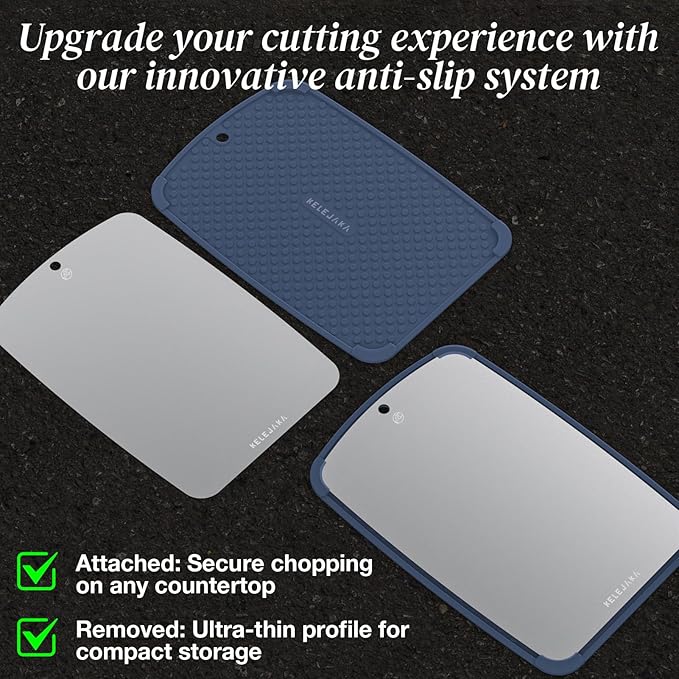 Pure Titanium Dual-Side Cutting Board with Non-Slip Pad ¨C Hygienic, Warp-Proof, Dishwasher Safe Kitchen & Outdoor Chopping Board, 11.42" x7.87"