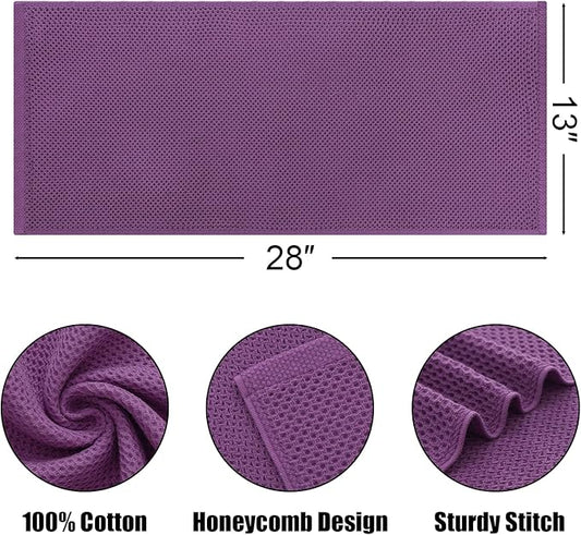 Kitinjoy 100% Cotton Waffle Weave Kitchen Towels, 6-Pack Soft lint Free and Absorbent Dish Towels for Kitchen Drying Dishes Hand Towels, 13 in x 28 in, Violet