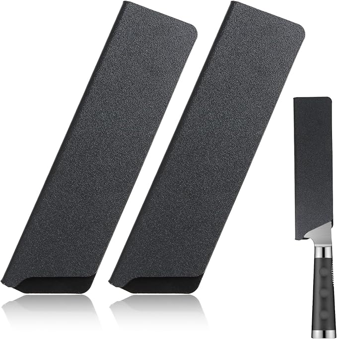 KAKUPPA 2 Pcs 6" Knife Sheath and Guard Cover, Protective Chef Knife Blade Cover for Kitchen Storage and Travel, Black ABS Plastic Waterproof Knife Edge Protector