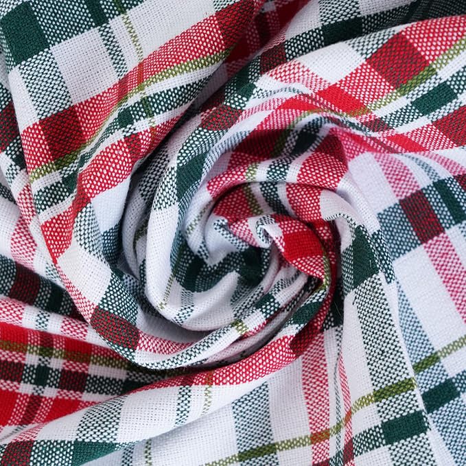 Blue Needles Gingham Buffalo Plaid Cloth Napkins 100% Cotton Set of 12 Dinner Table Christmas Napkins 18x18 inch Soft Reusable Washable Perfect for Event Parties & Everyday Use - Christmas Multi White