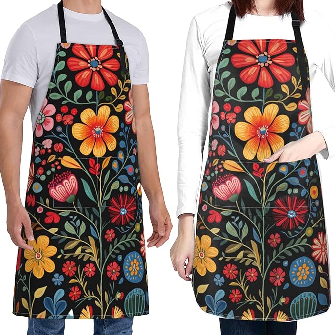 Apron with Pockets Aprons for Women Men Kitchen Chef Apron for Cooking Gardening Server Waitress Painting