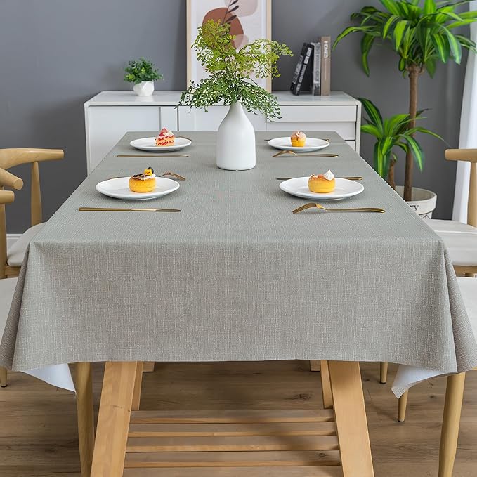Square Table Cloth,100% Waterproof Tablecloth Oil Proof Spill Proof Vinyl Table Cloth, Wipe Clean Plastic Table Cover for Dining, Camping, Indoor and Outdoor 54" x 54",Grey