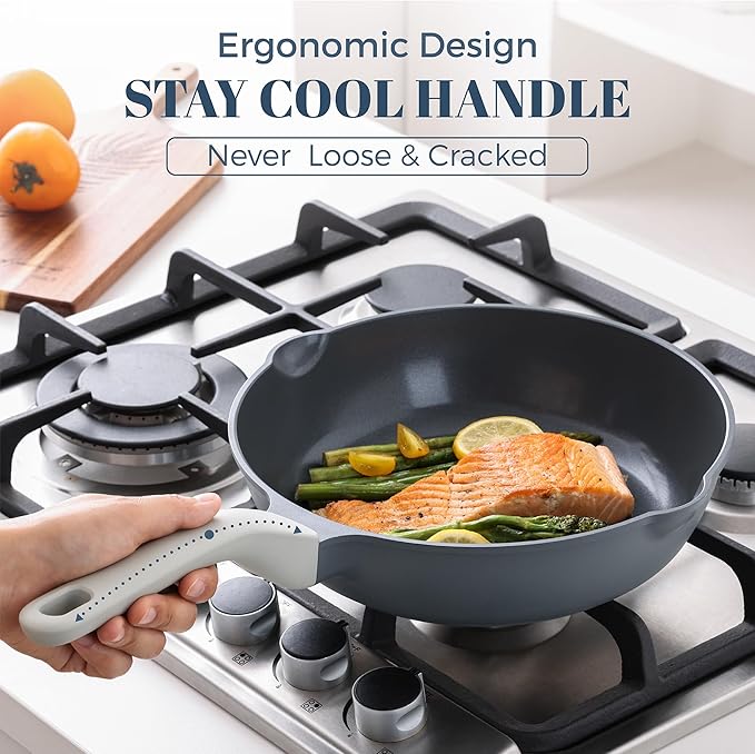 PRICUSIS Nonstick Ceramic Sauté Pan with Lid (3.2 qt, 10 inch), Toxin-Free Deep Frying Pan, Versatile Non Stick Frying Pan, Skillet, PTFE, PFOA & PFAS Free, Compatible with All Stovetops.