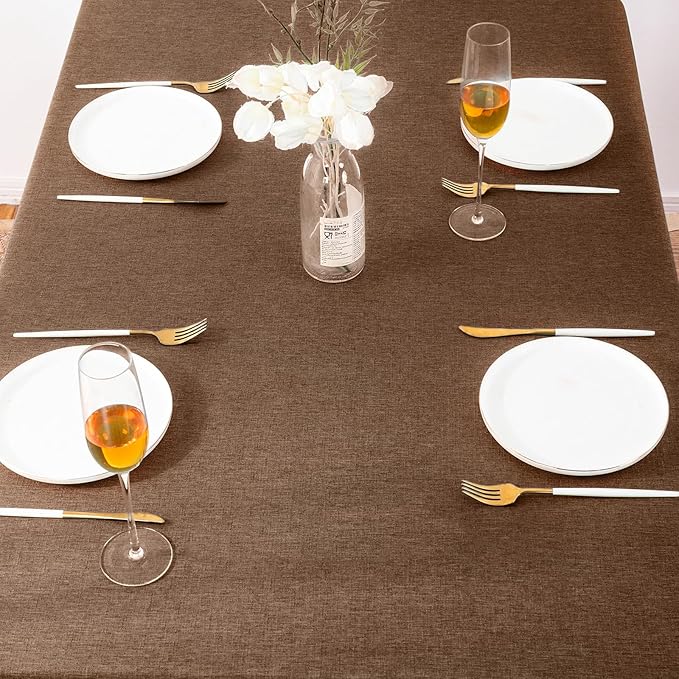 AUSSPVOCT Textured Tablecloth Rectangle 60x104 Water Resistant Spill-Proof Wipeable Table Cloth Wrinkle Free Fabric Dining Table Cover for Birthday Party Farmhouse Spring Kitchen Tablecloths