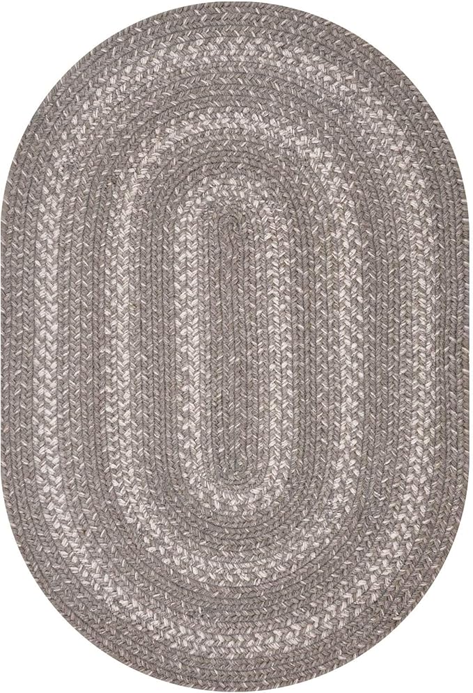 Homespice Grey Cloud Braided Oval Rugs 6x9' - Ideal as Country and Modern Farmhouse Area Rug for Bedroom