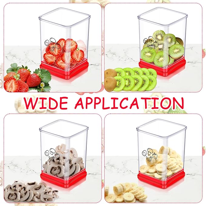 Ponpon Fruit Slicer, Stainless Steel Cup Slicers, Vegetable Slicer for Strawberry Banana Egg, Salad Quickly Making, Portable Kitchen Slicing Tool (2)
