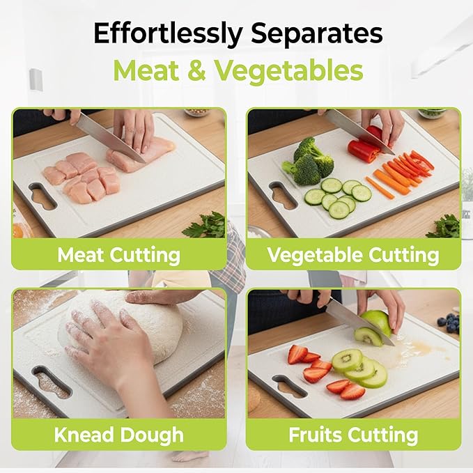 MPJ Products Titanium Cutting Board Double Sided Wheat Straw PP Ultra-Durable, Scratch-Resistant, Non-Porous Surface – Dishwasher Safe – Modern Titanium Cutting Board for Meat, Veggies & More