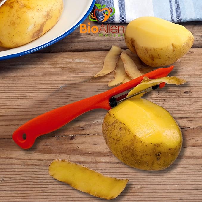 German Steel Double Blade Peeler, Effortless Precision, Ergonomic Handle, Bioalien Market Solingen Peeler DUO