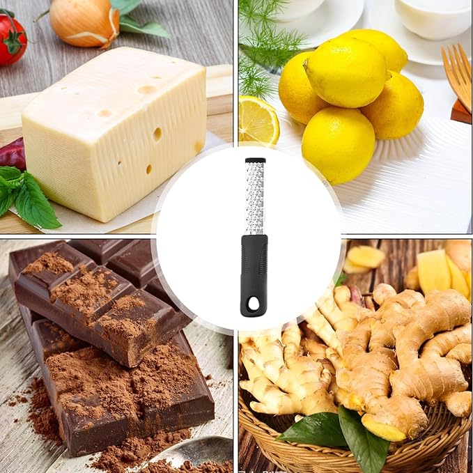 4-in-1 Graters, Lemon Zesters Grater, Stainless Steel Grater & Zesters, Heavy Duty For Cheese, Citrus, Chocolate, Ginger, Garlic, Non-Slip Handle, Easy Clean Kitchen Necessary