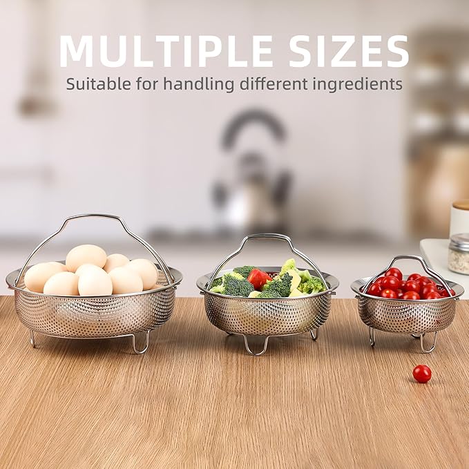 Stainless Steel Steamer Basket - Pot Insert for Vegetable, Dumpling, Fruits, Multi-Purpose Mesh Strainer for Cooking