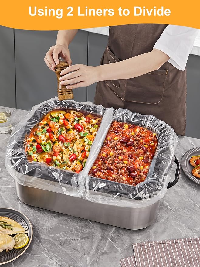 SMARTAKE Electric Roaster Liners, 6-Count Disposable Roaster Liners, Fits 16, 18, 22 Quart Roasters, Roaster Pan Oven Liners Plastic Cooking Bags for Instant Cleanup, 18 x 34 Inch