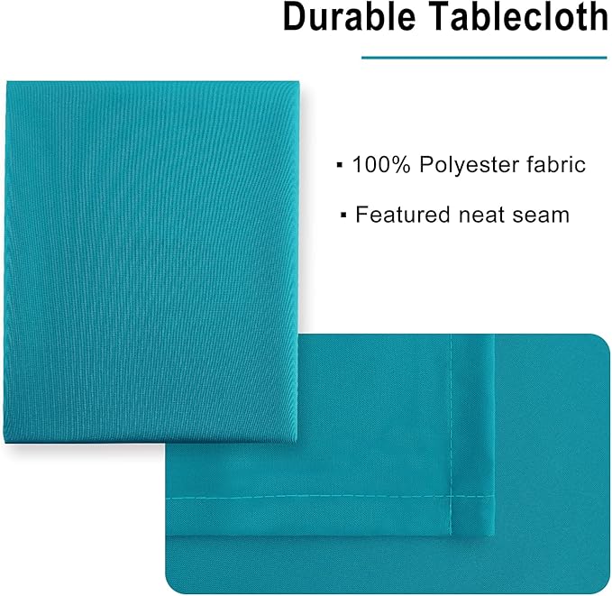 Hiasan Turquoise Square Tablecloth - Water Resistant and Spillproof Dining Room Washable Fabric Table Cloth for Dining Room, Polyester, 30 x 30 Inch