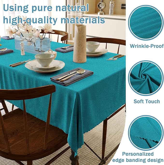 HX&OD Rectangular Tablecloth Cationic Fabric Waterproof Stain Resistant Wrinkle-Resistant for Home/Decoration/Party/Buffet/Wedding/Dining Room/Camping