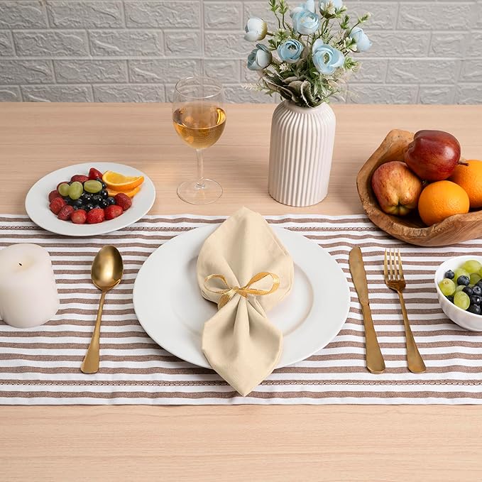 Blue Needles Solid Cloth Napkins Set of 12 Champagne 100% Cotton Dinner Napkins 18x18 inches - Soft, Reusable, Absorbent & Washable Linen, Ideal for Wedding Events, Parties & Everyday Use